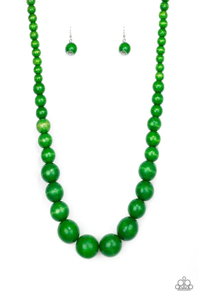 Effortlessly Everglades Green Wood Necklace